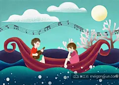 37张卡通手绘浪漫七夕情人节情侣甜蜜约会插图PSD设计素材Valentine's day in Tanab... :  