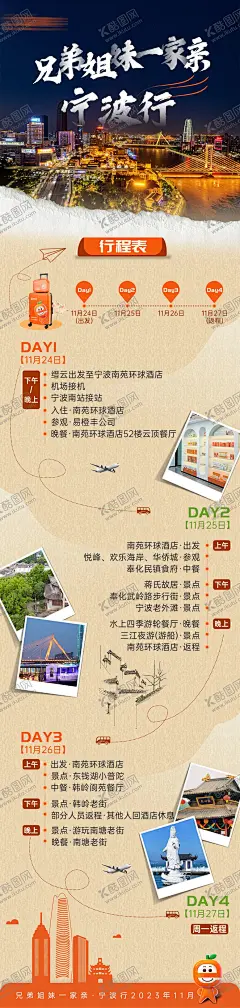 行程表长图海报 【酷图网】海报,长图,旅游,宁波,行程表,攻略,