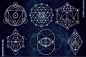 神秘几何图形点线面元素游戏法阵符号图腾花纹星空背景矢量素材-淘宝网