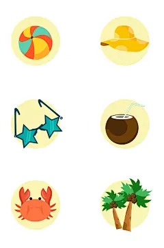 卡通夏季海边矢量元素
