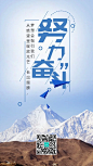 蓝色简约努力奋斗企业宣传励志手机海报