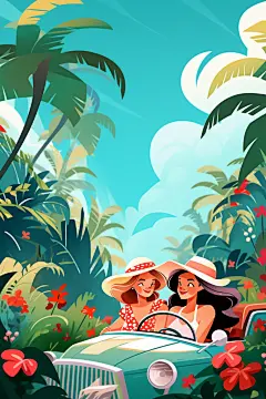 郊游五一旅游图片插画图