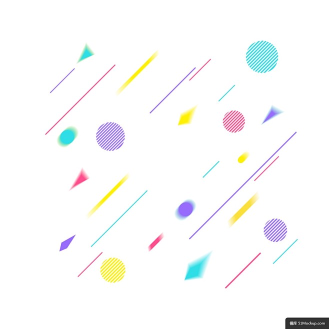 线条彩球几何元素模板免扣png