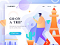 homepage of Go on a trip  vector illustration, multicolor by erics