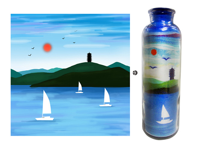 兴成沙瓶画作品——金海湖沙瓶画艺术品 -...