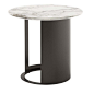 This side table is part of the Ci collection, featuring a contemporary silhouette and the combination of a luxurious top in Gold Calacatta marble and a bottom in metal. The open structure of the base creates a striking interplay of full and empty spaces a