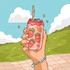 卡通手绘夏天女孩闺蜜海边沙滩游泳旅行户外野餐插画ai设计素材-淘宝网