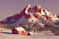 Lowpoly landscape : winter low poly landscape   地形冬天房子 low poly 低面低多边形lowpoly卡通图片 #素材#