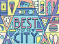 Best of the City weights train ice cream cheese burger pizza cheese shoes pattern typogaphy