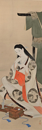 KOBAYAKAWA Kiyoshi (1896-1948), Japan  小早川清 Title: Subtle Fragrance on a Quiet Night (Sei ya bun kô 静夜聞香) ink and color on silk: 