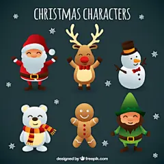 可爱的圣诞节人物免费矢量