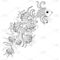 洋葱花,式样,插画,鱼类,线条,野生动物,食品,自然美,花