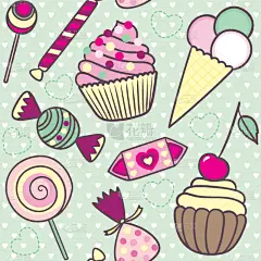 可爱的,糖果,四方连续纹样,动画片,华丽的,卷着的,请柬,蛋糕,问候,爱