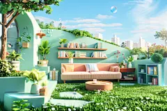 C4D家居电商展示户外场景