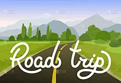 公路旅行平手绘矢量插图