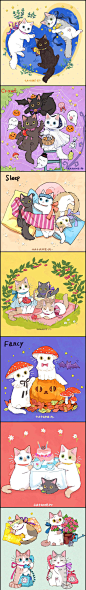 522 可爱卡通动漫萌宠小猫咪动态造型简笔画插画手绘动物美术素材-淘宝网