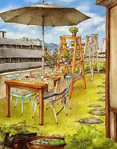 【韩国插画家AEPPOL的温暖小清新风格生活场景手绘插画】 -大作