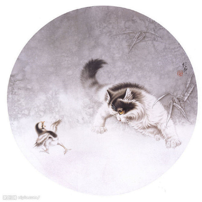 [转载]【国画】徐新奇工笔画作品《猫》
