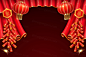 东方中国日式传统经典新年节日灯笼和窗帘装饰元素矢量素材 :  