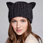 Women's Devil Horn Knitted Hats Cat Ears Knitting Caps 