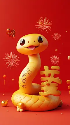 蛇年素材背景形象设计蛇主题 小年除夕蛇年通用(15)