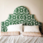 upholstered headboard by Michelle Woo.: 