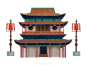 国潮建筑插画PNG
