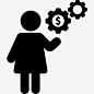 女人的钱图标高清素材 业务 女孩 美元符号 设置企业 齿轮 免抠png 设计图片 免费下载