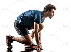 跑步者，跑步者，慢跑者，年轻男子，孤立的白人背景