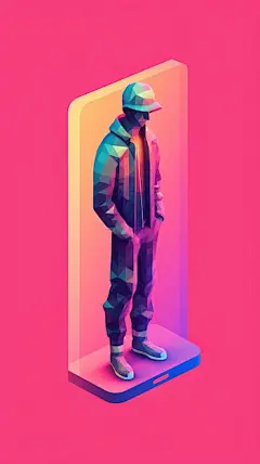 照片一个男人站在统一的背景上绘制生成人工智能