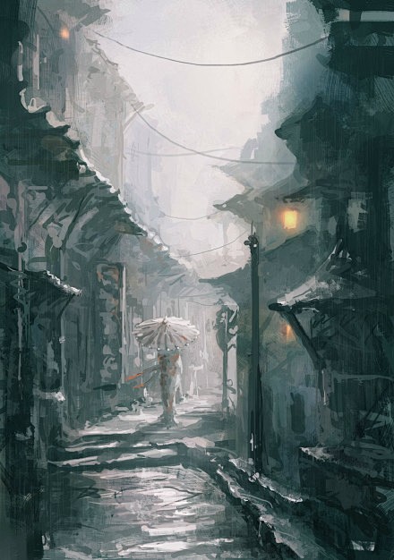 场景原画水彩绘画手绘cg场景原画手绘风格人物二次元美男美女萝莉插画