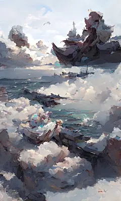 最近的试验，主题都是海，让AI参考不同画师的风格作画，可以发现，线条，色彩，笔触都各有特点，真的很强
p1~3 穆夏风格
p4~6 K大风格
p7~9 新海诚风格
我用的prompts格式一般是：&quot;A beautiful painting of （要画的内容）by （你想要让AI学习的画师名）,trending on artstation,（其他描述词汇 ​​​​...展开全文c