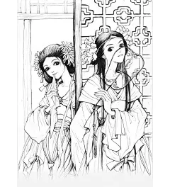 sai上色 古风美女CG动漫线稿380张 手绘人物 水彩漫画插画XB001-淘宝网