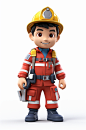 AI数字艺术卡通消防员人物模型