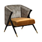 Black Lacquer Wooden And Velvet Lounge Armchair