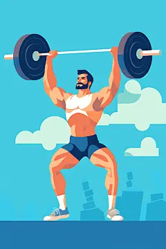 运动健身健康扁平风插画