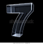 Transparent x-ray number 7 SEVEN. 3D render illustration on black background