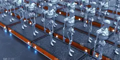 3 d渲染。未来场景和人形人物