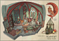 KINGS STUDY ROOM, Darina Kai : Interior design for Kings Study. Cozy and cramped room in slavic style, filled with scrolls and artefacts with pet owl in the corner.