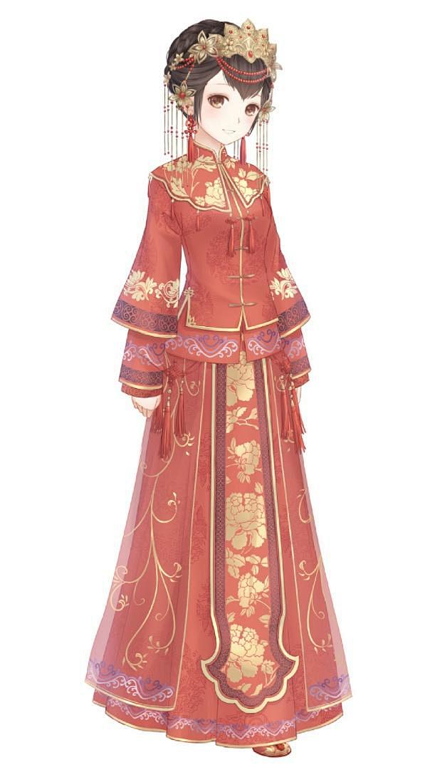 红妆牡丹具有中国传统的喜服特色，穿金戴银...