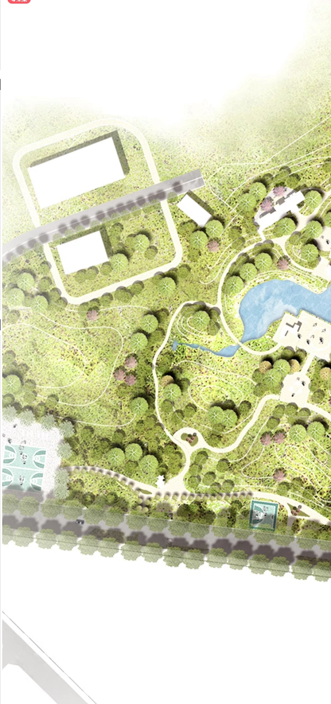 小清新公园景观彩色平面图ps分层素材园林景观公园彩平psd源文件