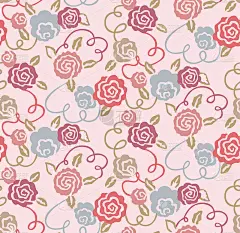 日本粉色伦敦玫瑰缎带无缝图案