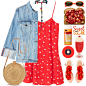 A fashion look from July 2017 featuring flared dresses, oversized denim jacket and leather shoes. Browse and shop related looks.