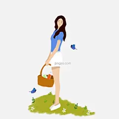 清明节女生踏青出游图片大小3000x3000px 图片尺寸1.64 MB 来自PNG搜索网 pngss.com 免费免扣png素材下载！白鞋#草地#出游#春天#春意#春游#蝴蝶#郊外#卡通手绘#女生#清明节#踏青#外出#