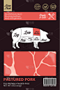 矢量猪肉包装用猪切图