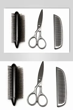 AI数字艺术理发美发工具组合摄影图片