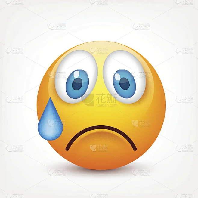 蓝眼睛的笑脸，表情符号。黄脸带着情绪。面部表情。3 d现实emoji。伤心,高兴,生气的脸。有趣的卡素材-花瓣网