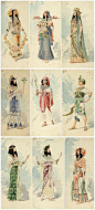 19世纪设计师为埃及舞者设计的服装古董手稿