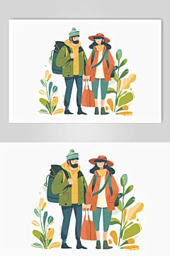 AI数字艺术扁平化夏季旅行旅游人物插画-众图网