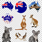澳大利亚元素袋鼠考拉PNG图片澳洲地图